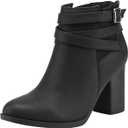 TOETOS Women's Chunky High Heel Ankle Boots Close Toe Fall Heeled Booties Shoes (Black)