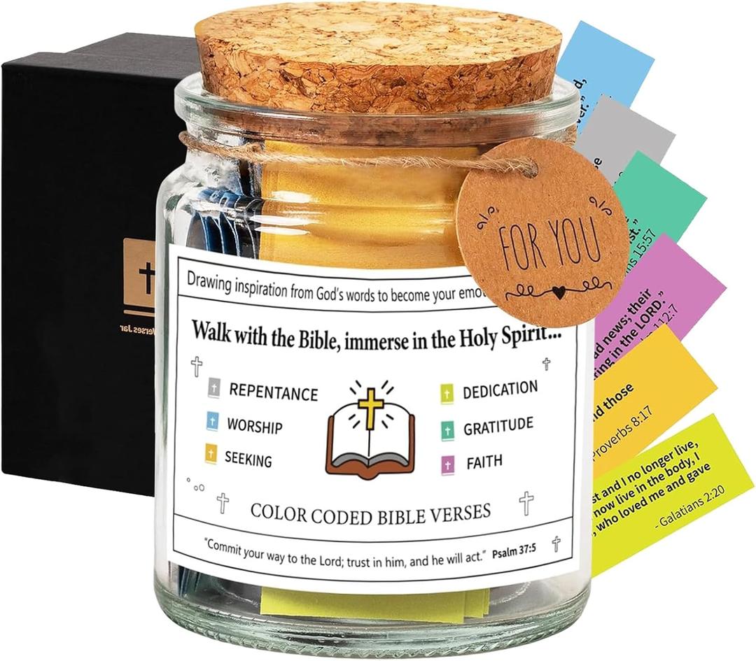 Bible Verses in a Jar, Bible Verse Jar Emotions and Feelings, Bible Prayer Cards Hope, Christmas Bible Study Church Christian Xmas Gift for Women, Men, Mom, Dad, Friends