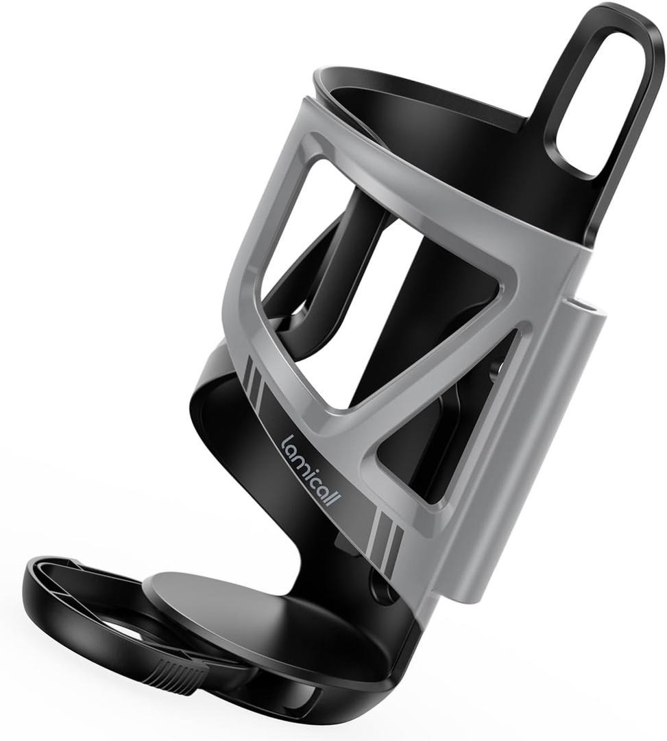 Lamicall Bike Water Bottle Holder - [Tracker Storage] [Adjustable Spring Design] Bike Cup Holder, Bicycle Drink Cage, Cycling Bike Water Bottle Cage with Screws Tool, for 2.28-3.39" Diameter Bottles (without bar clip)