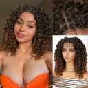 Fancy Hair Braided Wig for Black Women Gogo Curly Braid Wig Double Full Lace Curly Wavy Bob Wig with Baby Hair Pre Plucked Knotless Squrare Part Curly Wig (Ombre Brown)