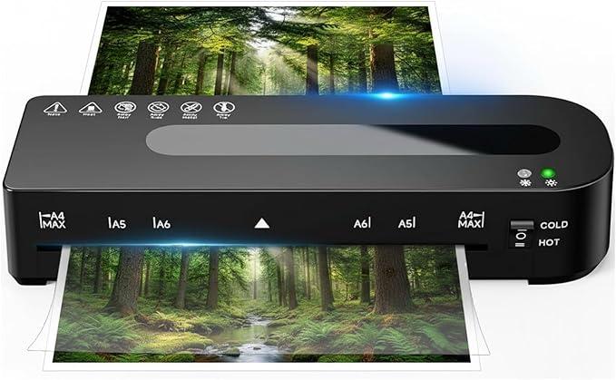 Laminator Machine, A4 Laminators Hot & Cold with 20 Laminating Sheets and Trimmer, 9 Inch Laminating Machine for Office, School, Business and Home
