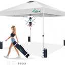 Acepic 10x10 Pop Up Canopy Tent, One Push Instant Outdoor Gazebo with Vented Top, Upgraded 300D Silver Coated Sun Shade for Parties Camping Vendor, Includes Wheeled Bag and 4 Sandbags, White