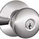 SCHLAGE F51A PLY 625 Plymouth Knob Keyed Entry Lock, Bright Chrome