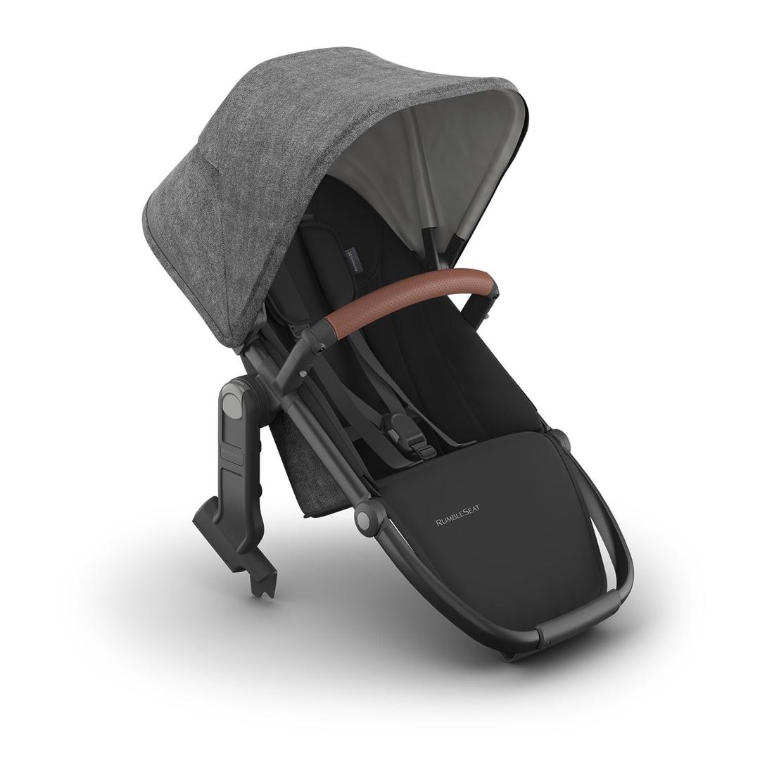 UPPAbaby RumbleSeat V3 Second Lower Seat - Compatible with Vista V2 and Vista V3 - All-Weather Seat + Magnetic Buckle Adapters Included - Greyson (Charcoal Mlange/Carbon Frame/Saddle Leather), EXP: JAN/2036