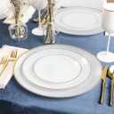 Organic Hammered Transparent White and Gold Rim Collection, Case of 120 (12 packs x 10)