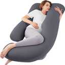 Sasttie Pregnancy Pillows for Sleeping, U Shaped Cooling Full Body Pillow with Removable Cover, Pregnant Women Must Haves, Maternity Essential, Dark Grey (57 Inch)