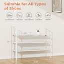 LANTEFUL 3 Tier Shoe Rack for Closet, Shoe Organizer with 5 Hooks, Long Shoe Shelf Storage for Shoe and Boot Stackable Free Standing Shoe Rack for Entryway, Garage, Small Spaces, Dorm, White