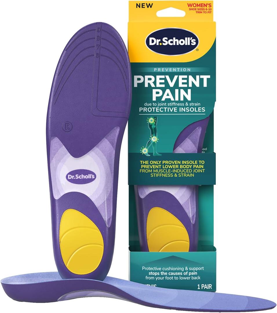 Dr. Scholl’s Prevent Pain Insoles for Women, Size 610, 1 Pair: The Only Proven Insole to Prevent Lower Body Pain Arch Support Shoe Inserts for Women, Protect Against Lower Back, Knee and Foot Pain, Women US Size 12