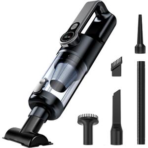 Cordless Handheld Car Vacuum Cleaner for Car Interior, Strong Suction Portable Vacuum for Pet Hair & Quick Home Cleaning, Rechargeable with LED Light & Attachments