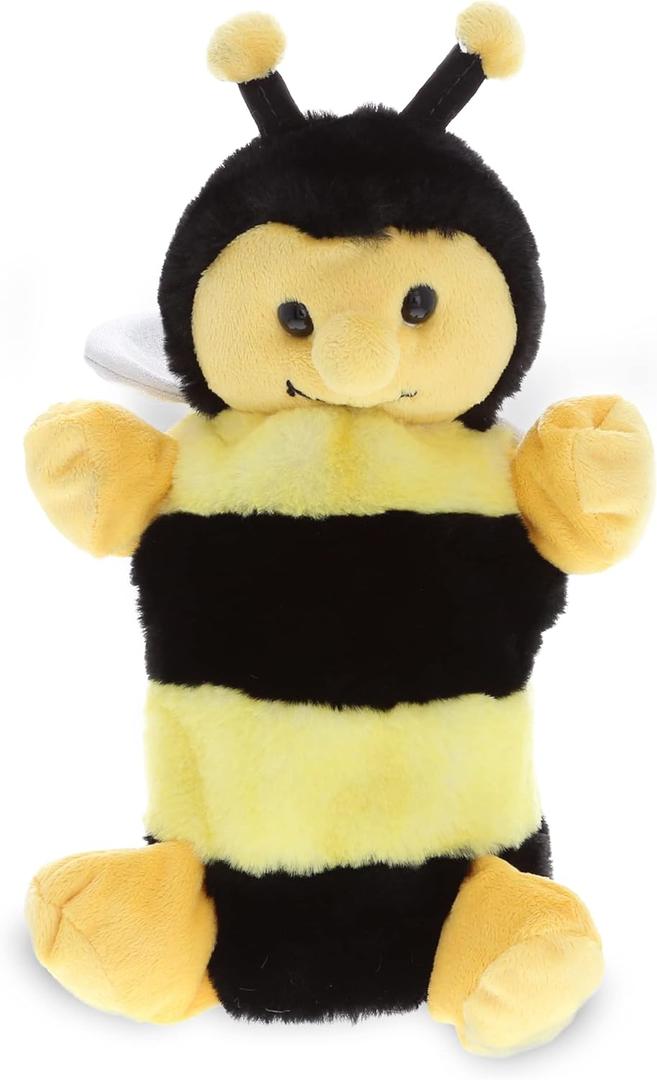 DolliBu Honeybee Hand Puppet Plush Toy - Super Soft Stuffed Animal Bee Plush for Puppet Show, Games, and Theater Play, Cool Educational Stuffed Toy for Kids and Toddlers - 10 Inches