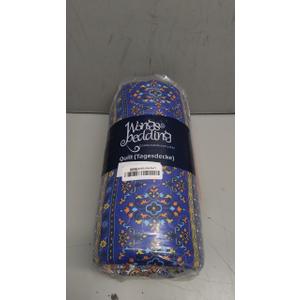 WONGS BEDDING Boho Quilt Set Queen Size, Blue Bohemian 3 Pieces Quilt Sets, Lightweight Bedspread Coverlet Bedding Set for All Season (96"x90")