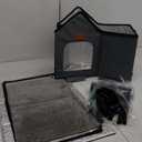 Insulated Cat Shelter Weatherproof Outdoor Cat House with Self-Warming Insulation Raised Bottom and Waterproof Roof for All-Season Protection (Grey, Large)