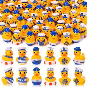 60pcs Mini Resin Sailor Cruise Ducks, Tiny Cruise Duck for Hiding, Miniature Sailor Cruise Figurines, Ducks for Cruise Ship, Nautical Cruise Party Favors Gift Decoration (4 Styles)