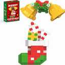 Christmas Bells and Boot Building Blocks Set Compatible with Lego Advent Calendar 2025 Stacking New Toys Holiday Present Box New Year Xmas Gifts for Kids for Boys & Girls and Adults