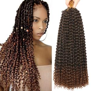 Ubeleco 18 Inch Passion Twist Hair, Water Wave Crochet Hair for Women Ombre Brown Passion Twist Crochet Hair 6 Packs Long Bohemian Synthetic Curly Braiding Hair Extensions(6pcs,1B/30)