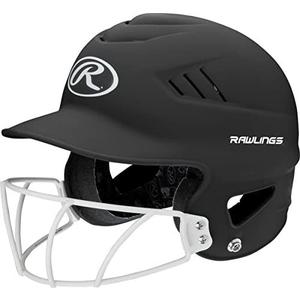 Rawlings | COOLFLO Batting Helmet with Facemask | Fastpitch Softball | One Size fits Most (6 1/2-7 1/2) (Matte Black)