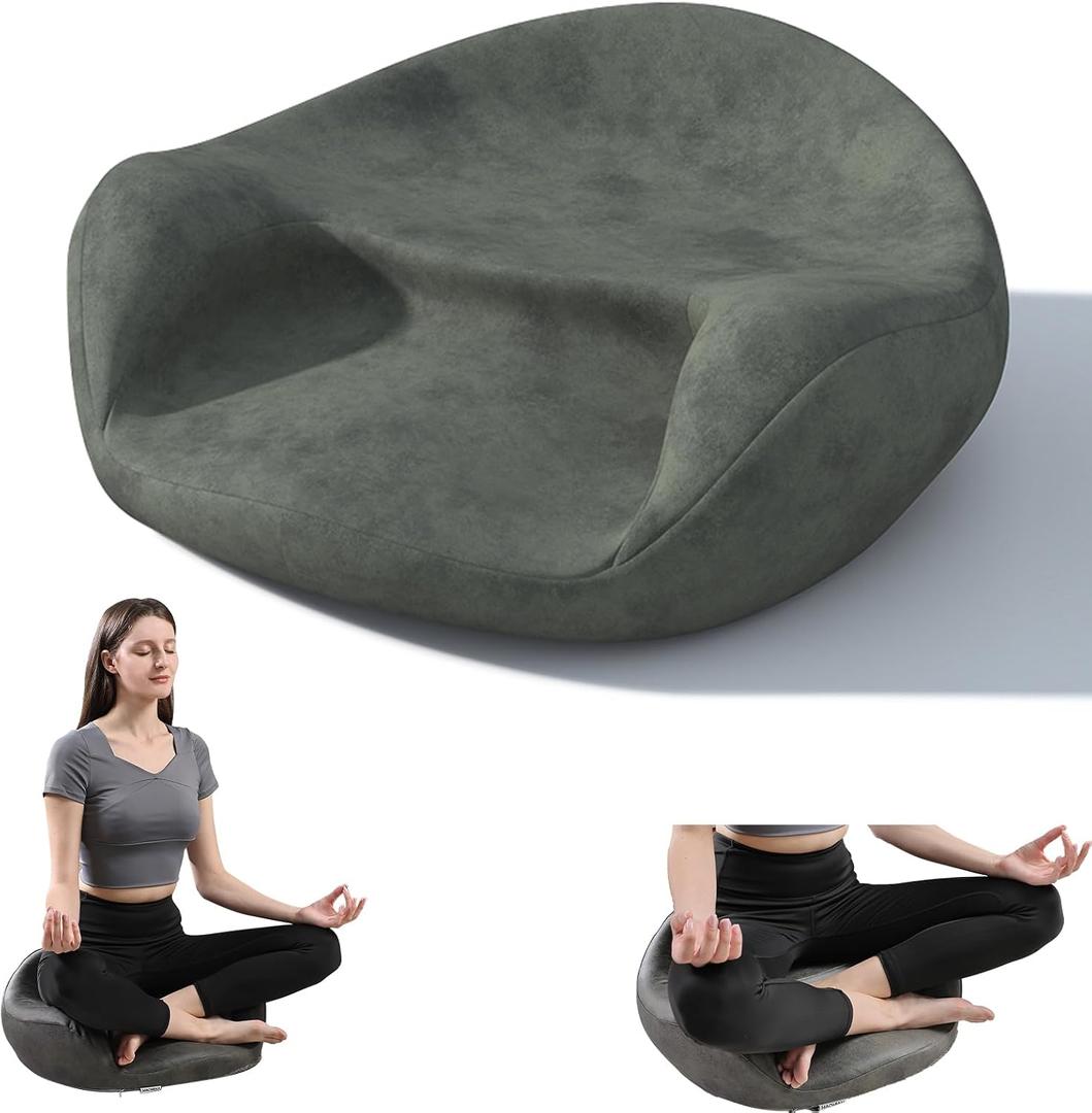 Meditation Cushion & Pillow Seat - No More Numb Legs Comfortable Memory Foam Sitting for Adult, idea for Reading, Yoga., Standard