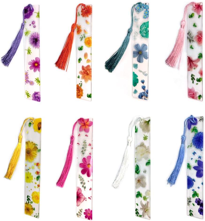 8 PCS Bookmarks Transparent Floral Bookmark Book Accessories Gifts for Teachers Friends Women Lovers