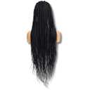 PIB Single Full Lace Knotless Box Braid Wig Square Parted Braided Wigs for Black Women Braid Wig with Natural Baby Hair (#1B Off Black, 32")