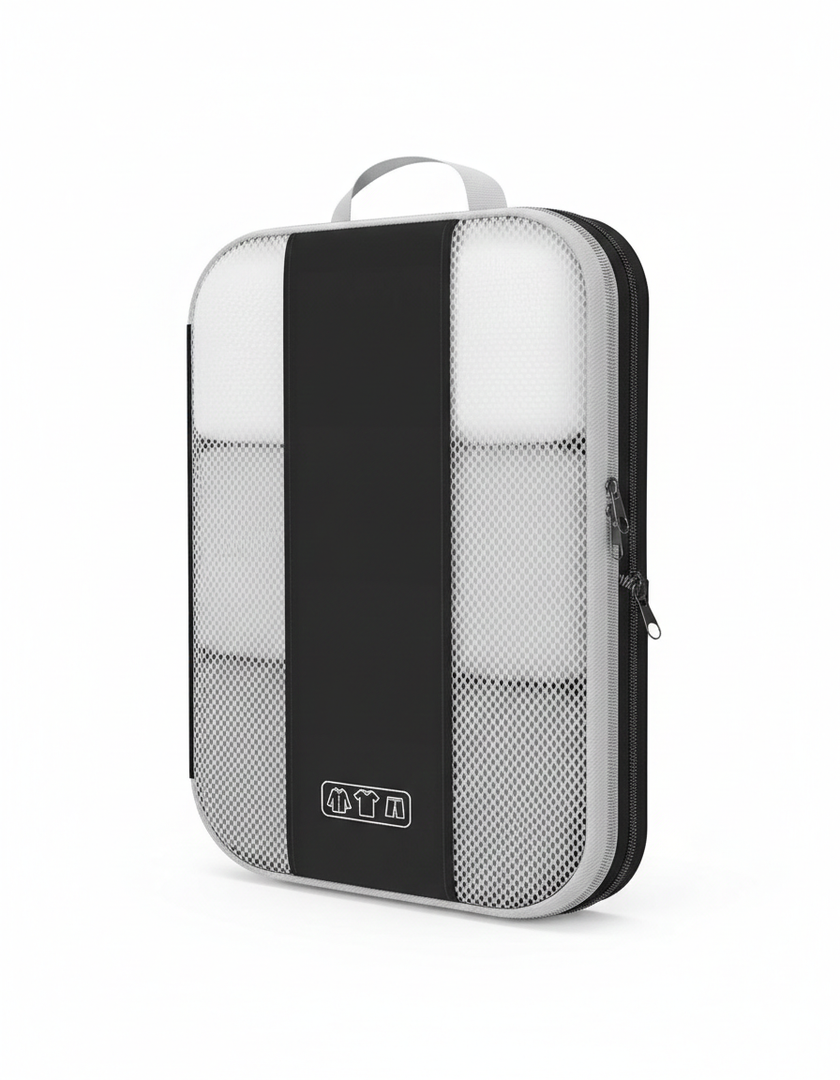 1 Set Compression Packing Cubes for Travel Essentials, Compressible Expandable Packing Cubes for Suitcase, OlarHike Luggage Organizer Bags for Travel, Handy Helper for Organizing Clothes(Black)