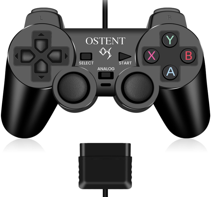 OSTENT Wired Analog Controller Gamepad Joystick Joypad for Sony Playstation PS2 PS1 PS One PSX Console Dual Shock Vibration Video Games