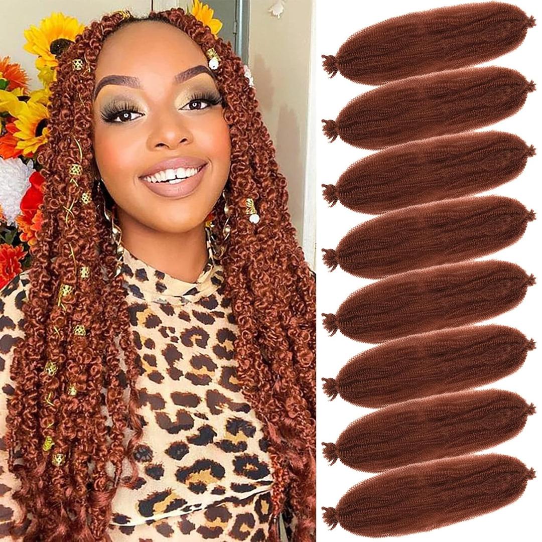 Springy Afro Twist Hair 8 Packs Marley Twist Braiding Hair Pre Separated Spring Twist Hair for Faux Locs Crochet Hair Kinky Twist for Braiding Synthetic Hair Extensions (350#, 24inch(Pack of 8)