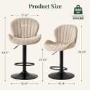 Bar Stools Set of 4, Fabric Adjustable Height Swivel Barstools
