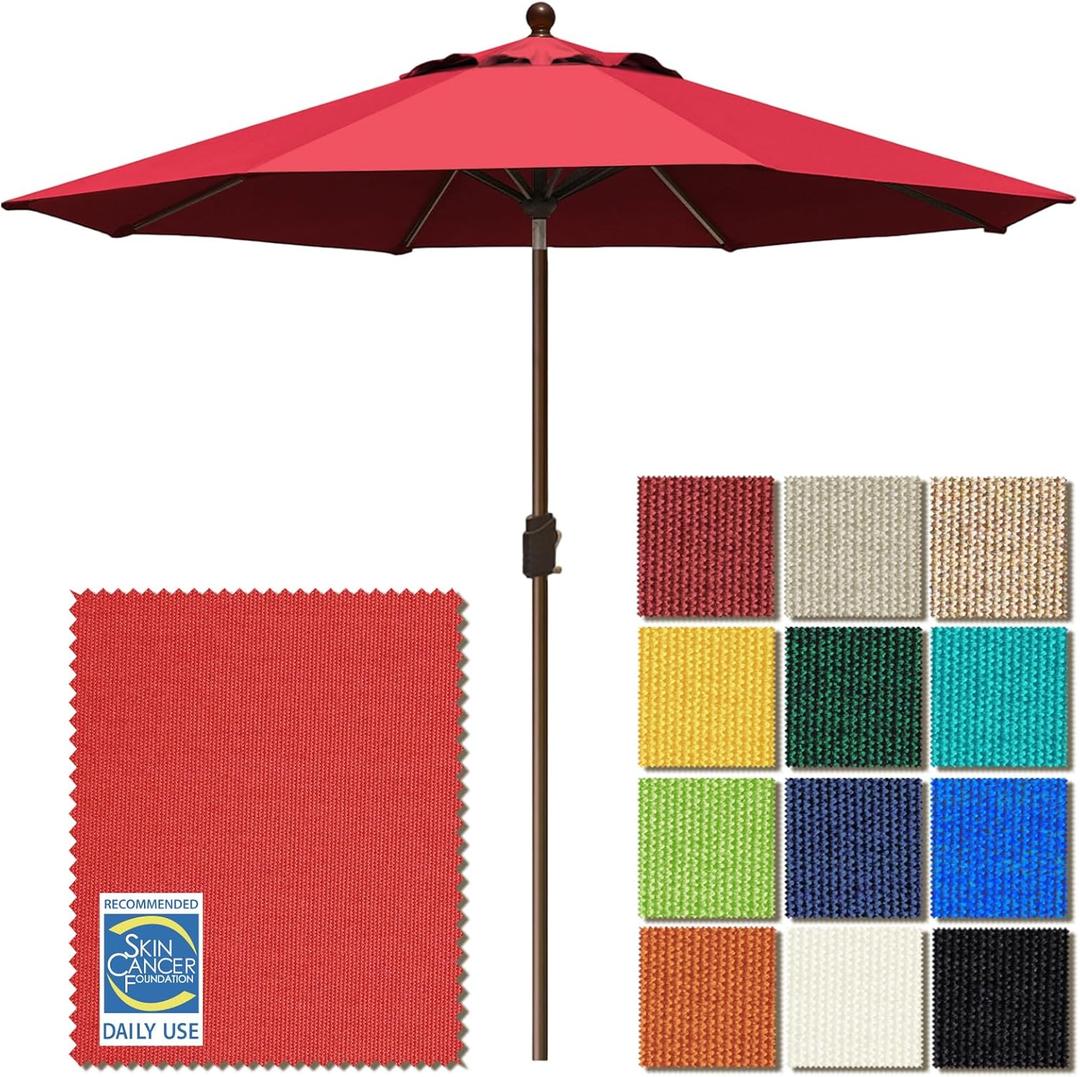 EliteShade USA 10-Year-Non-Fading 9Ft Market Umbrella Patio Umbrella Outdoor Table Umbrella with Ventilation,Logo Red