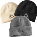 FURTALK Toddler Beanie Cute Dinosaur Pattern Winter Hat Knit Boys Girls Warm Baby Embroidered Beanies Cap for 0-3 Years (6-36 Months, Beige+grey+black)