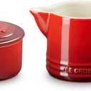 Le Creuset Stoneware Signature Cream & Sugar Set, Cerise, Cream: 300 ml., Sugar: 8oz,