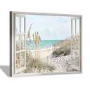 Coastal Beach Picture Wall Art: Beach Theme Window Canvas Art Prints Seascape Artwork Small Size for Bathroom (16 x12 x 1 Panel): Posters & Prints