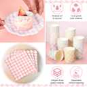 Yungyan 216 Pcs 72 Guests Pastel Gingham Party Supplies 6 Inch Plaid Paper Plates and 9 oz Cups and Napkins Tableware Set for Birthday Bridal Shower BBQ Picnic Party Supplies Decoration