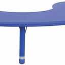 Flash Furniture 35''W x 65''L Half-Moon Blue Plastic Height Adjustable Activity Table, 35"W x 65"D x 14.5" - 23.75"H