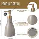 280ml Liquid Soap Dispenser for Bathroom with Gold PumpDish Soap Dispenser for KitchenRefillable Countertop Lotion Ceramics Khaki Hand Soap Dispenser for Shower