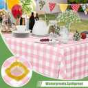 Smiry 3 Pack Pink Gingham Disposable Tablecloths - 54" x 108" Heavy Duty Plastic Table Cloth, Waterproof Buffalo Plaid Table Covers for Picnic, Banquets, Outdoor Parties