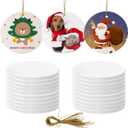 Sublimation Ornaments Bulk Ceramic Discs White Round Porcelain Personalized Ceramic Discs for Heat Press Printing - Ideal Xmas Tree Decorations & Craft Blanks (20 PCS)