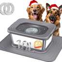 Decflow 10L Stainless Steel Dog Water Bowl, No Spill Anti-Splash Dog Bowls with XXL Silicone Mat, Spill-Proof Slow Feeder for Messy Drinkers, Heavy Duty Pet Bowls for Indoor/Outdoor Use Grey