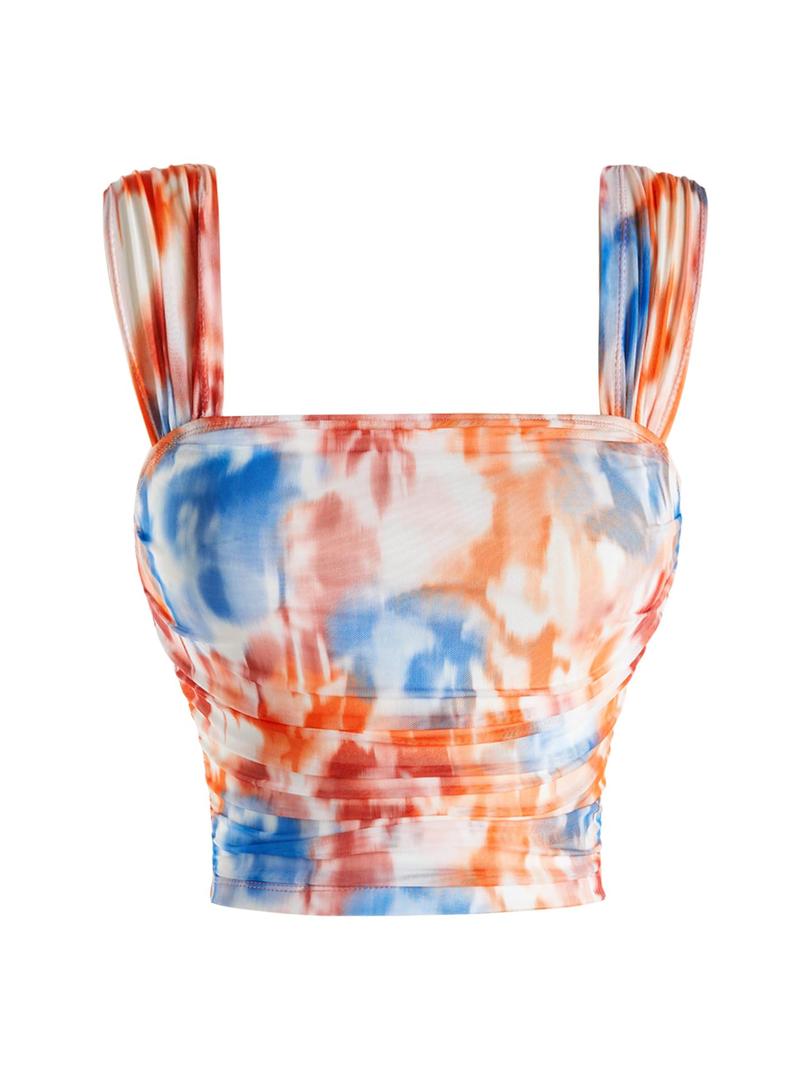 SOLY HUX Women's Floral Print Tank Tops Square Neck Sleeveless Going Out Tops Double Lined Summer Crop Tank Tops, Abstract Floral, Medium