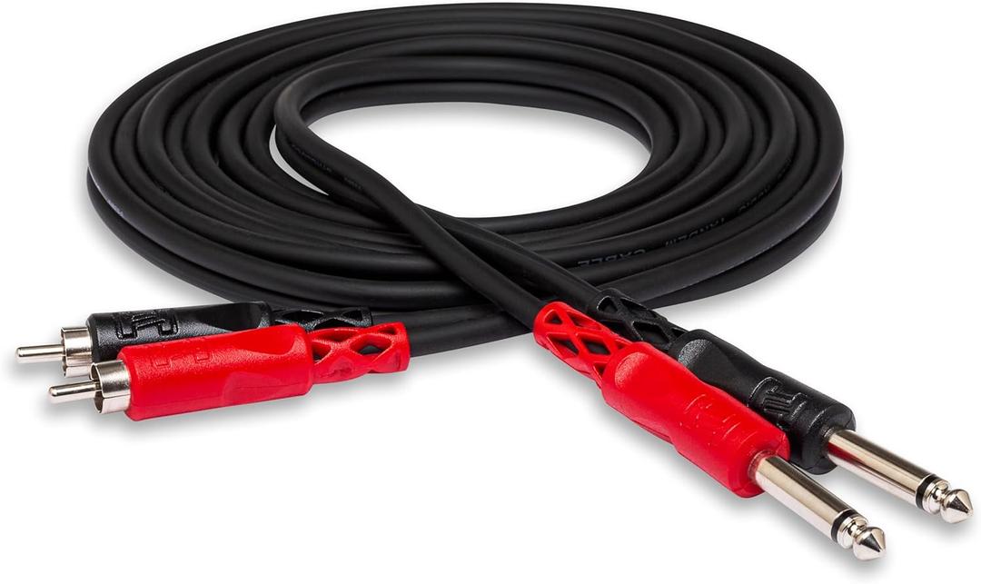 Hosa CPR-202 Stereo Interconnect, Dual 1/4 Inch TS to Dual RCA, 6.5 Feet
