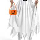 Spooktacular Creations Ghost Costume for Kids with Pumpkin Basket, Scary Halloween Costume for Boys (Small(5-7 yrs)) Crying