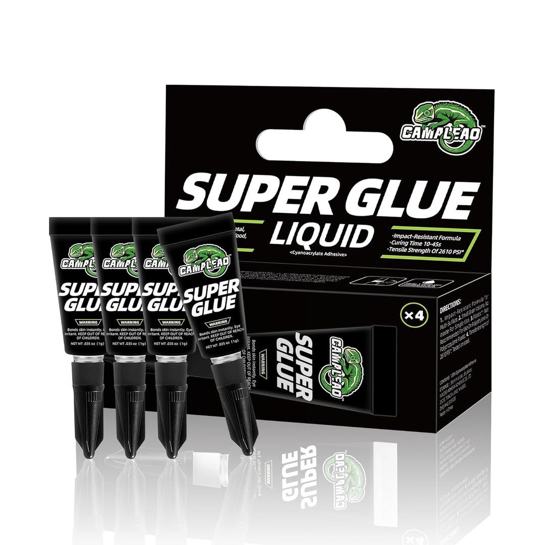 3 x Super Glue Liquid for Plastic, Wood, Leather, Jewelry, Paper, 2610 PSI Strength All Purpose Single-Use Mini CA Adhesive for Small Household Repairs, Quick Fixes - 4 x 1g