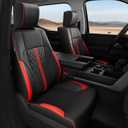 Toyota Tundra Seat Covers Crew Max Double Cab SR SR5 2022 2023 2024 2025 2026, Waterproof Custom Fit Car Seat Cover Full Set, Black Red(Not Compatible with legrest)