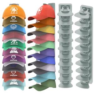 HeQe Hat Organizer for Baseball Caps, 2 Pack Hat Rack for Wall, Strong Adhesive Hat Storage Display Holder(Gray)