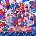 YQUQWN, 171 Pcs 4th of July Decorations, Red White Blue Balloons, Curtains, Paper Fans, Banners, Tablecloths, Plates, Stickers for Fourth of July Decorations, Patriotic Independence Day Party Supplies
