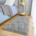 Amearea Shag Fluffy Small Rug, 2x4 Feet Throw Rugs for Bedroom Girls Living Room, Extra Soft and Fuzzy Shaggy Carpet, Non Slip, Solid Color Nursery Home Floor Decor Carpets