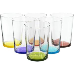 Red Co. Multicolor Large Drinking Glasses for Water, Juice and Cocktails, 16 Ounce - Set of 6