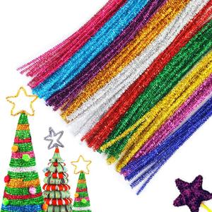 100Pcs Glitter Sparkle Pipe Cleaners Tinsel Chenille Stems,10 Colors Metallic Pipe Cleaner for DIY Crafts,Arts,Wedding,Home,Party,Holiday Decoration 6 mm x 12 Inch (100)