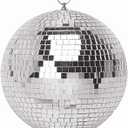 8 Inch Mirror Disco Ball Hanging Disco Ball for Party Stage Wedding Holiday Decoration, Silver