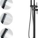 Free Standing Bathtub Faucet Set: SR SUN RISE Floor Mount Tub Filler with 3-Function Handheld Shower Head, Matte Black High Flow Brass Freestanding Shower Faucet