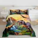 Erosebridal Boys Dinosaur Bedding Set - 3D Cartoon Dinosaurs Comforter Set with 2 Pillow Cases - Soft, Lightweight Duvet Sets for All Season (Queen)